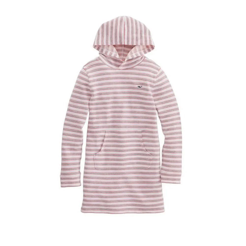Vinyard Vines Kids L Greenwich Stripe Hoodie Dress Gray Stripe Coastal Nautical